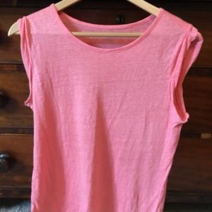 LOFT Pink Sleeveless Linen Tee, Size M